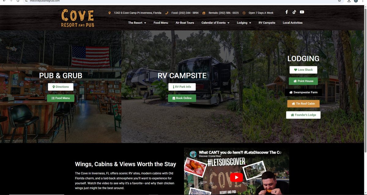 The Cove Resort & Pub live website